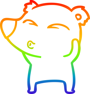 gökkuşağı gradyan çizgi çizimi bir insan tarafından çizilmiş bir karikatür ıslık ayı