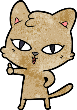 Bir insan tarafından çizilmiş çizgi film kedisi.