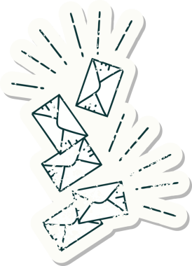 Bir insan tarafından çizilmiş dövme stili eski bir etiket.