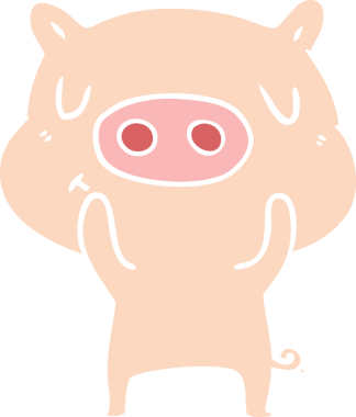 Düz renkli çizgi film içerikli domuz insan tarafından çizilmiş.