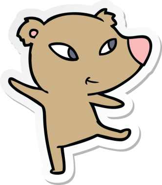 Bir insan tarafından çizilmiş şirin bir ayı çizgi filminin çıkartması.