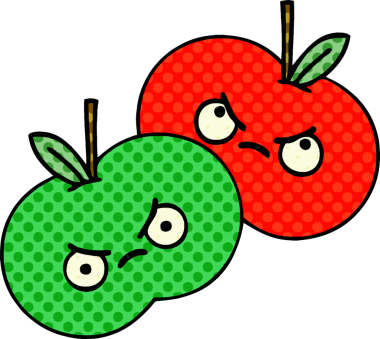 bir insan tarafından çizilmiş elmaların çizgi romanı