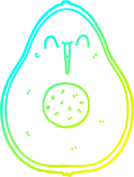 Bir insan tarafından çizilmiş mutlu avokado çizgi filmi.