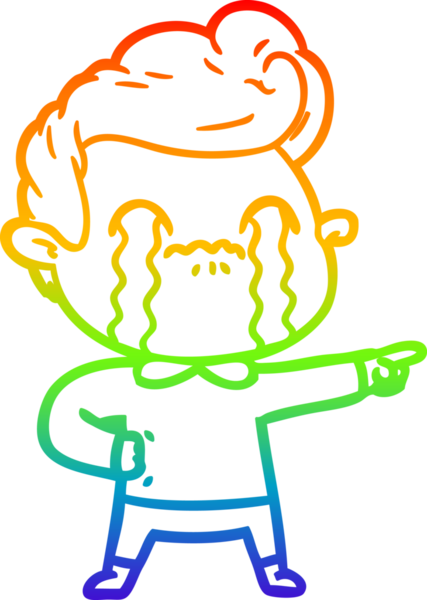 Gökkuşağı gradyan çizimi bir insan tarafından çizilmiş ağlayan bir karikatür adamı çiziyor.