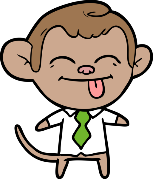 Bir insan tarafından çizilmiş gömlek ve kravat giyen komik bir maymun.