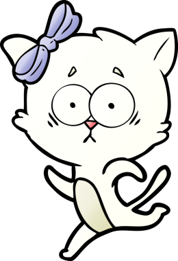 Bir insan tarafından çizilmiş çizgi film kedisi.