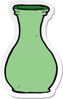 Bir insan tarafından çizilmiş bir vazonun etiketi.