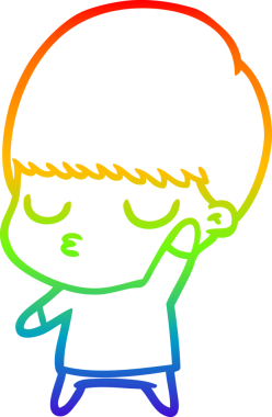 Gökkuşağı gradyan çizgi çizimi bir insan tarafından çizilmiş sakin bir çocuk