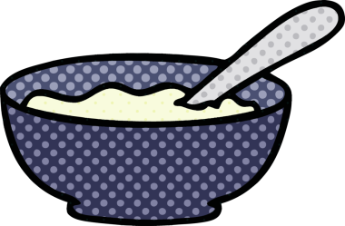 Çizgi roman stili, bir insan tarafından çizilmiş bir tabak yulaf lapası.