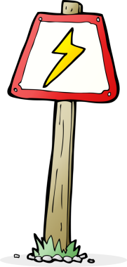 bir insan tarafından çizilmiş karikatür elektrik uyarı işareti