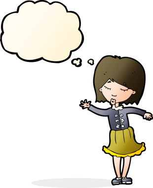 Bir insan tarafından çizilmiş düşünce balonlu bir kadın.