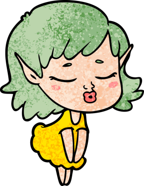 Bir insan tarafından çizilmiş güzel elf kızı.