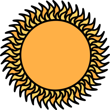 Bir insan tarafından çizilmiş geleneksel güneş şeklinde dövme.