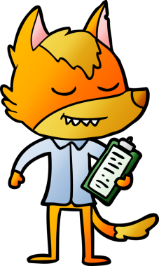 Ofis çalışanı Fox çizgi film karakteri bir insan tarafından çizilmiş.