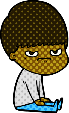 Bir insan tarafından çizilmiş çizgi film çocuğu.