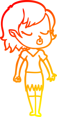 Bir insan tarafından çizilmiş sevimli bir vampir kız çizgi çizimi.