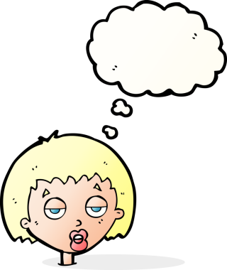 Bir insan tarafından çizilmiş bir düşünce balonuyla sıkılmış karikatür.