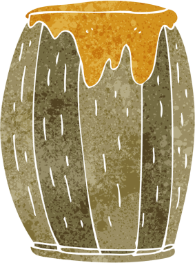 Bir insan tarafından çizilmiş çizgi film fıçısı.