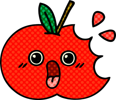 Bir insan tarafından çizilmiş kırmızı elma çizgi filmi.