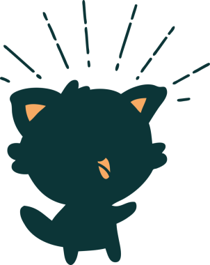 Bir insan tarafından çizilmiş geleneksel dövme stili mutlu bir kedinin çizimi