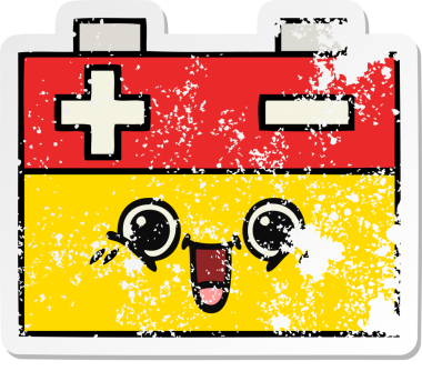 Bir insan tarafından çizilmiş şirin bir araba aküsünün sıkıntılı çıkartması.