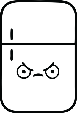 Bir insan tarafından çizilmiş bir buzdolabı karikatürü.