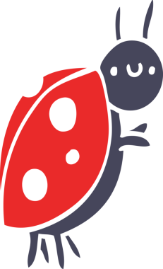 Bir insan tarafından çizilmiş düz renkli uğur böceği