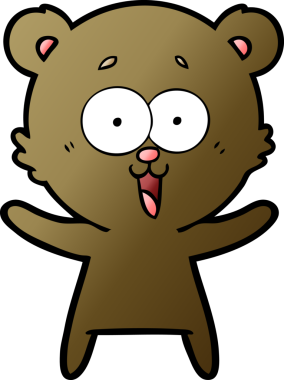 Bir insan tarafından çizilmiş gülen oyuncak ayı çizgi filmi.