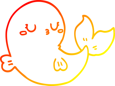 Bir insan tarafından çizilmiş sevimli bir balinanın sıcak çizgi çizgisi.