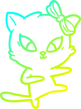 Bir insan tarafından çizilen çizgi film kedisinin soğuk gradyan çizgisi.