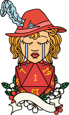 Retro Dövme Tarzı Ağlayan İnsan Ozan Doğal 1 D20 rulo Bir insan tarafından çizilmiş