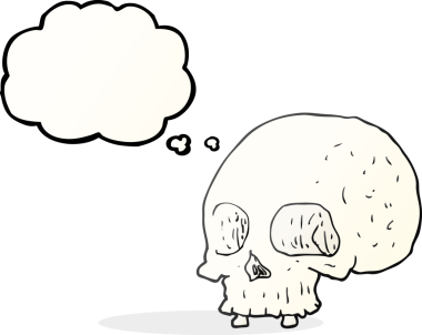 Serbest çizim düşünce balonu karikatürü Bir insan tarafından çizilmiş eski kafatası