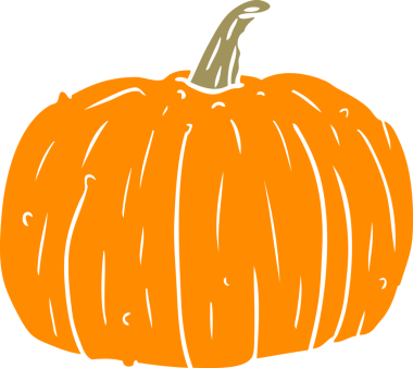 Bir insan tarafından çizilmiş düz renkli balkabağı.