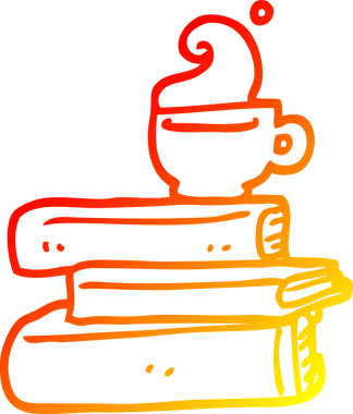 Bir çizgi roman ve bir insan tarafından çizilmiş bir fincan kahvenin sıcak gradyan çizimi