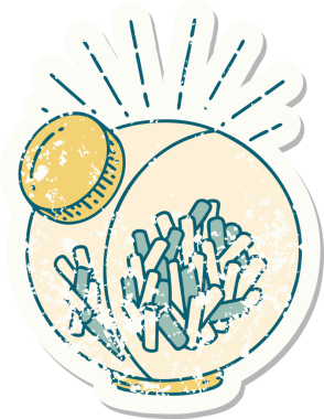 Bir insan tarafından çizilmiş eski bir dövme stili şeker kutusunun etiketi.