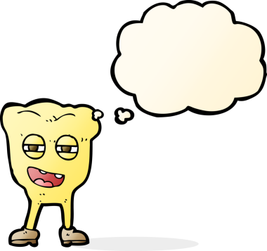 Bir insan tarafından çizilmiş, çürük dişli çizgi film karakteri.