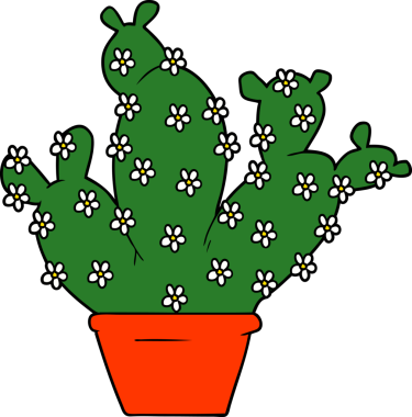 Bir insan tarafından çizilmiş kaktüs saksısı.