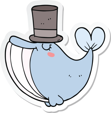 Bir insan tarafından çizilmiş silindir şapkalı bir balinanın çıkartması.