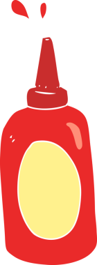 Bir insan tarafından çizilmiş ketçap şişesinin düz renk çizimi