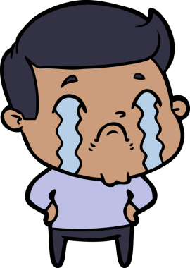 Bir insan tarafından çizilmiş ağlayan çizgi film adamı.