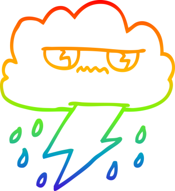 Bir insan tarafından çizilmiş gökkuşağı gradyan çizgi çizimi.