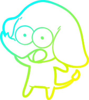 Bir insan tarafından çizilmiş şirin bir filin soğuk gradyan çizgisi