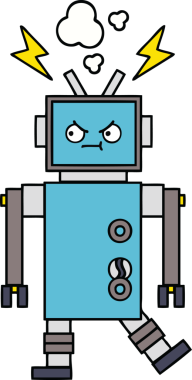 Bir insan tarafından çizilmiş sevimli bir robot karikatürü.