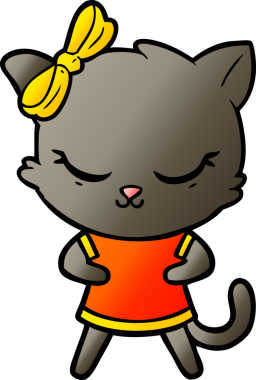 Bir insan tarafından çizilmiş sevimli çizgi film kedisi.