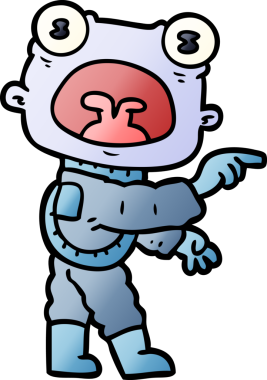 Bir insan tarafından çizilmiş garip uzaylı çizgi filmi.