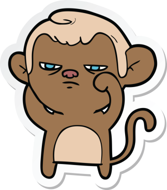 Bir insan tarafından çizilmiş sinir bozucu bir maymunun çıkartması.