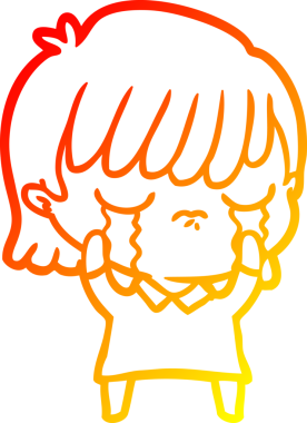 Bir insan tarafından çizilmiş, ağlayan bir çizgi kadın çizimi.