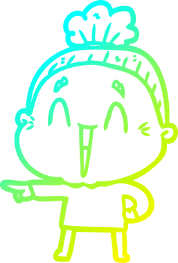 Bir insan tarafından çizilmiş, mutlu, yaşlı bir kadının çizdiği soğuk çizgi.