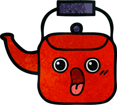 Bir insan tarafından çizilmiş eski grunge desenli bir çaydanlık.