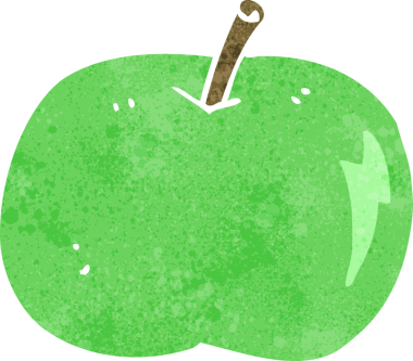 Bir insan tarafından çizilmiş parlak bir elma.